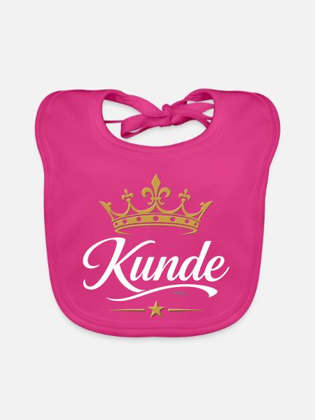 Kunde – Königliche Krone & Goldstern Emblem - Baby Bio-Lätzchen - Fuchsia