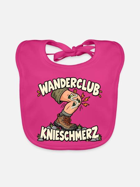 Wanderclub Knieschmerz Wandern Wanderer - Baby Bio-Lätzchen - Fuchsia - Vorne