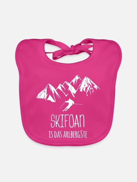 Arlberg Skifahren - Baby Bio-Lätzchen - Fuchsia - Vorne