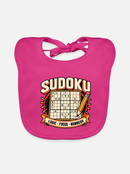 Sudoku-Logikzahlen - Baby Bio-Lätzchen - Fuchsia - Vorne