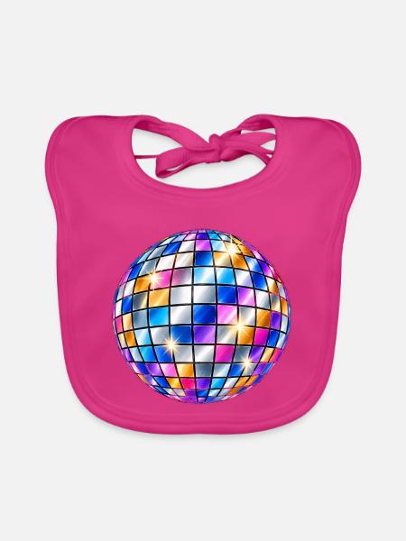 Disco-Mosaikkugel - Baby Bio-Lätzchen - Fuchsia