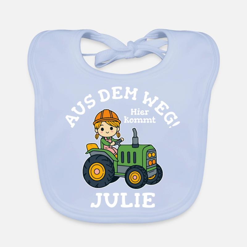 Julie Name Traktor Baby Bio-Lätzchen