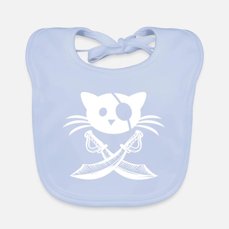 Puss cat pirate eye patch gift Organic Baby Bibs