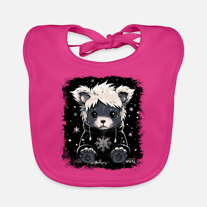 Cute Emo Teddy Bear Organic Baby Bibs