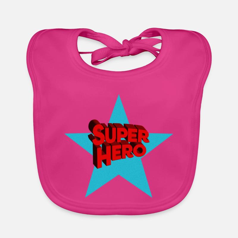 Super-héros super-héros - Bavoir bio Bébé - fuchsia