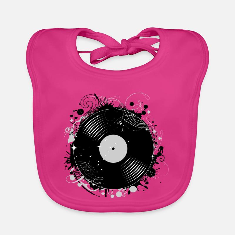 Schallplatte im Graffiti Design - Baby Bio-Lätzchen - Fuchsia