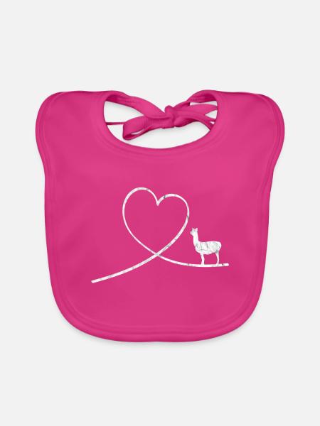 Lama Alpagas animaux Animaux De Maison Cadeau Idée cadeau - Bavoir bio Bébé - fuchsia - Devant