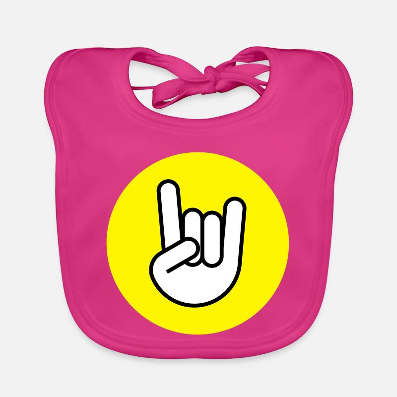 Pommesgabel Kreis gelb - Baby Bio-Lätzchen - Fuchsia