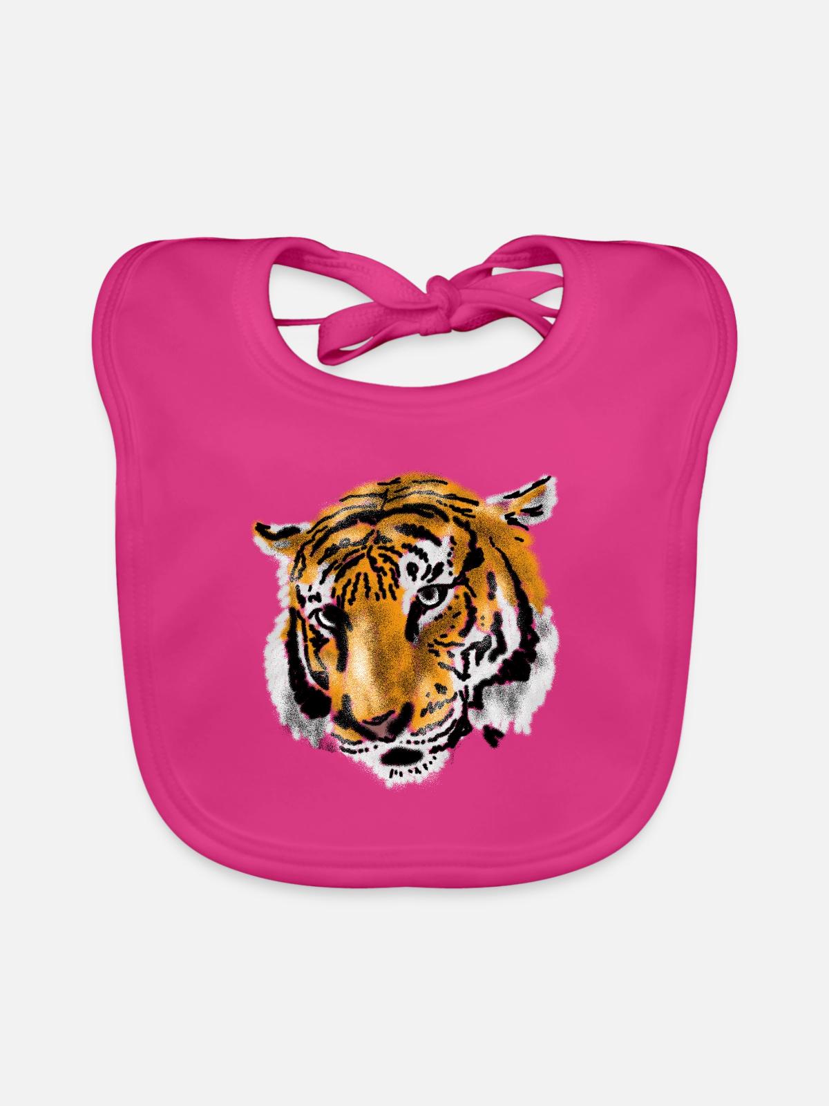 Tiger - Baby Bio-Lätzchen - Fuchsia - Vorne