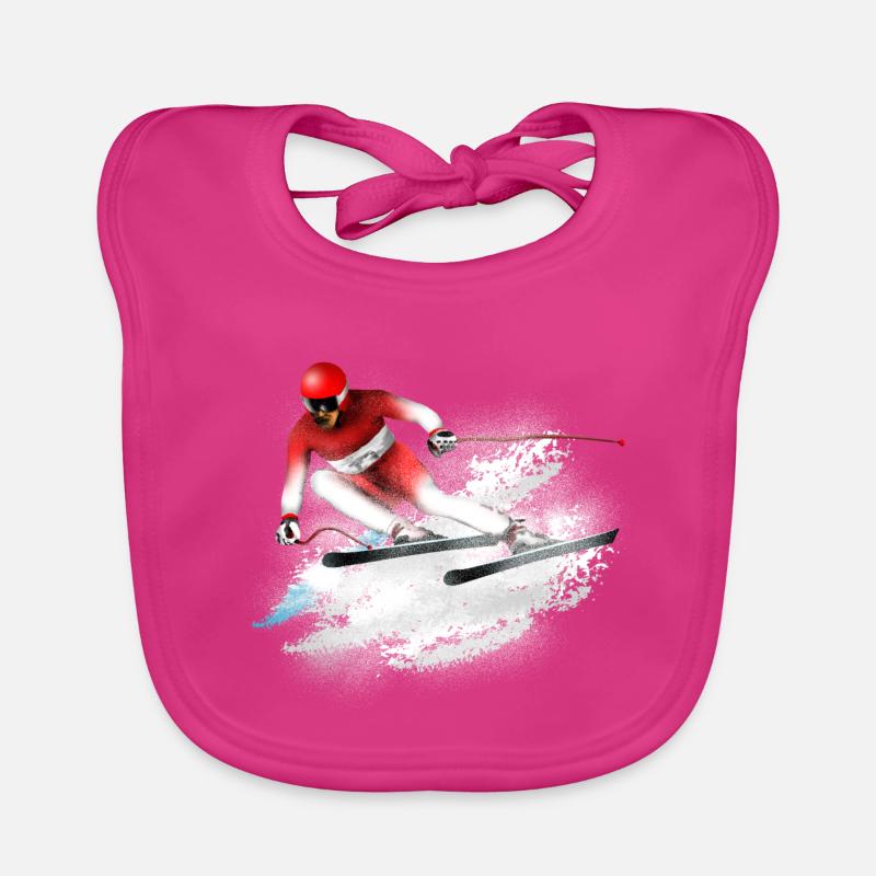 ski Slalom - Bavoir bio Bébé - fuchsia