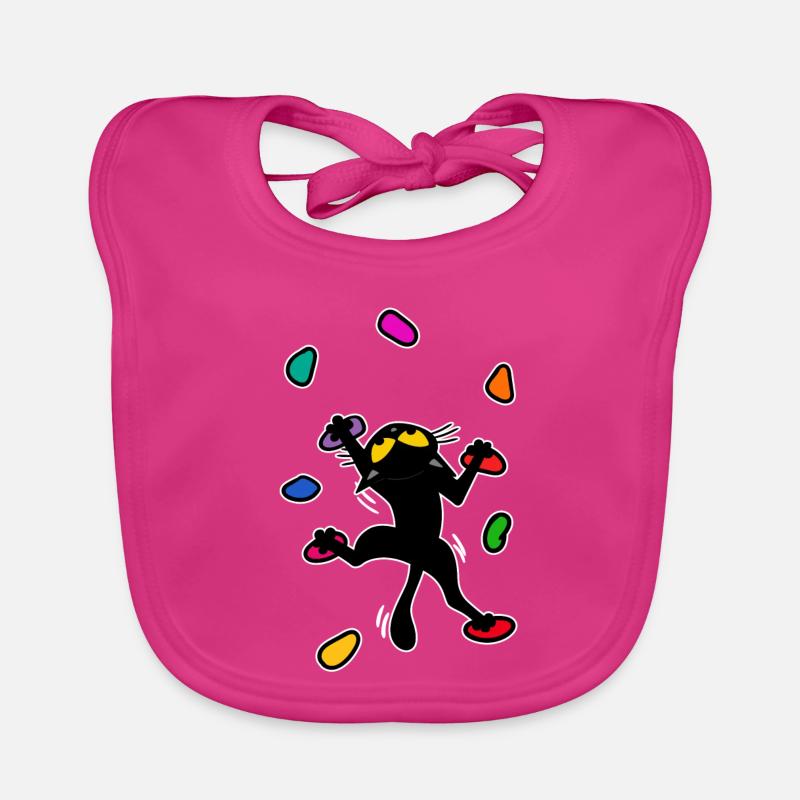 Boulder Cat Kitten Climbing Mountaineering Funny Organic Baby Bibs