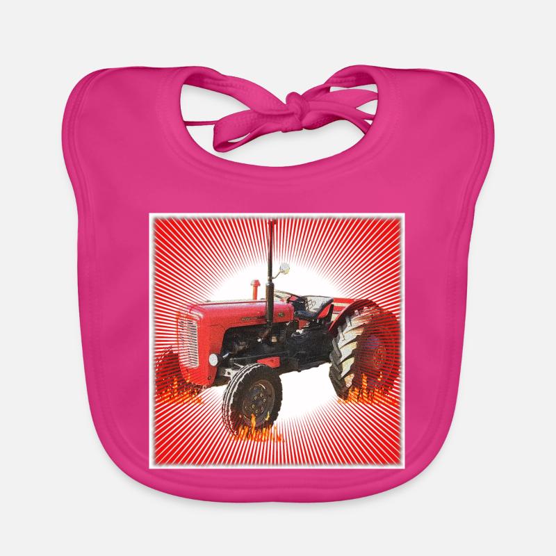 Roter Traktor mit Strahlendes Muster Baby Bio-Lätzchen