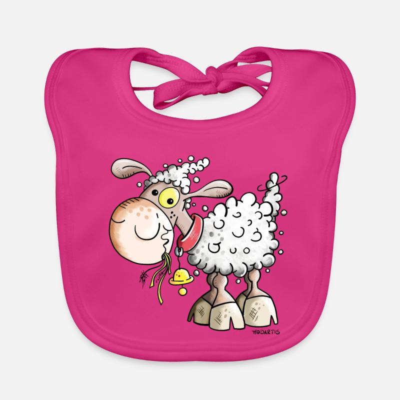 Schaf auf der Weide - Baby Bio-Lätzchen - Fuchsia