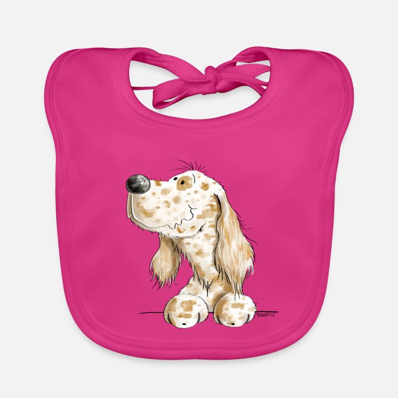 Englischer Setter Kopf I Hunde Comic Geschenk Baby Bio-Lätzchen