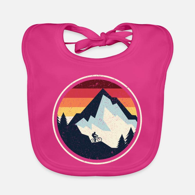 Silhouette du VTT Sunset Peak - Bavoir bio Bébé - fuchsia