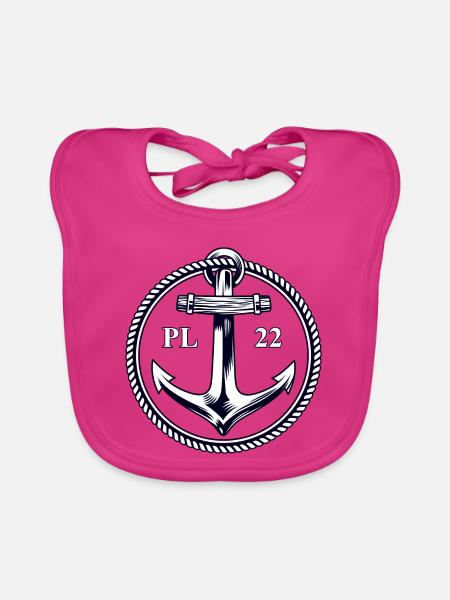 PL22 Marineanker - Baby Bio-Lätzchen - Fuchsia - Vorne