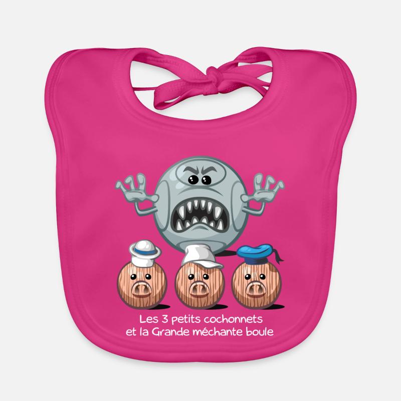 les 3 petits cochonets - Bavoir bio Bébé - fuchsia
