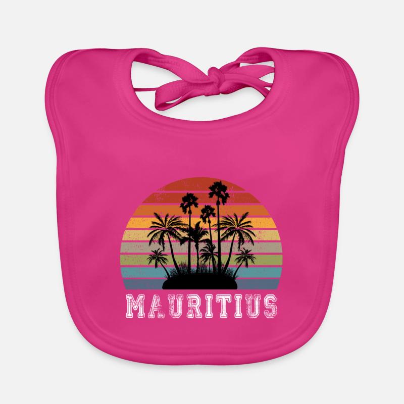 Conception / idée cadeau Ile Maurice - Bavoir bio Bébé - fuchsia