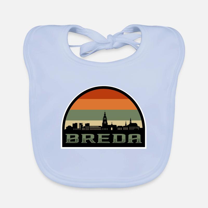 Breda Pays-Bas Skyline Silhouette Drapeau néerlandais Bavoir bio Bébé