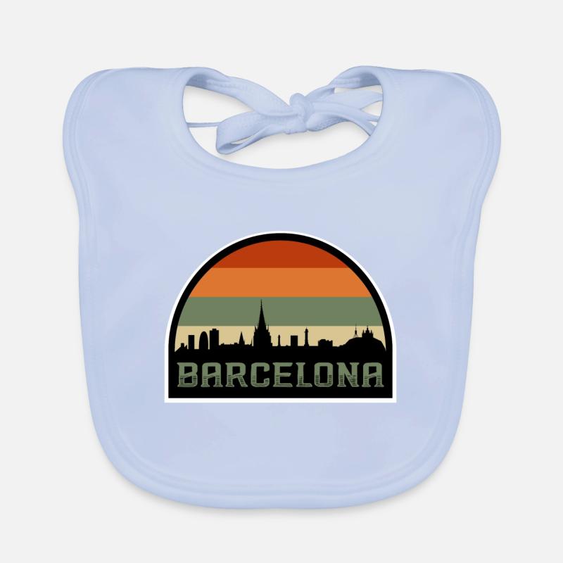 Barcelona Spanien Skyline Silhouette Spanische Flagge Baby Bio-Lätzchen