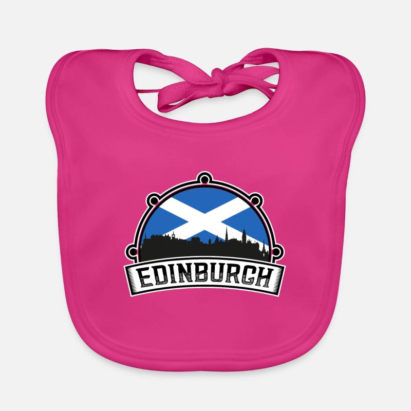 Édimbourg Ecosse Skyline Voyage Souvenir Scottis - Bavoir bio Bébé - fuchsia