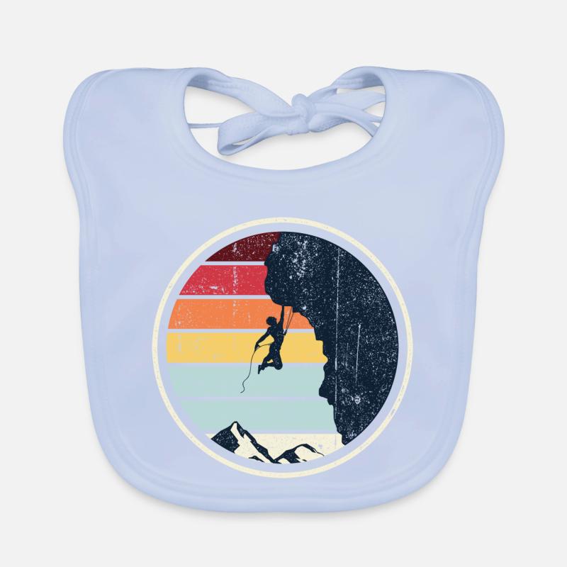 Retro Sunset Climb on Cliff Organic Baby Bibs