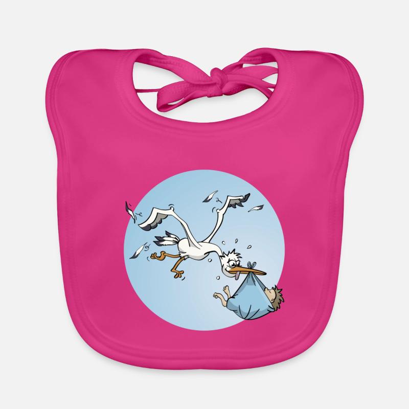 La cigogne et le petit garçon - Bavoir bio Bébé - fuchsia