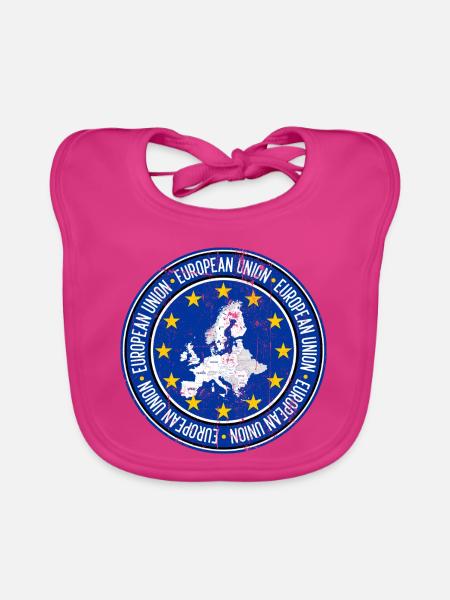 EU-Karte Circle Stars Emblem - Baby Bio-Lätzchen - Fuchsia - Vorne