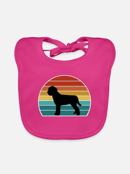 Lagotto Romagnolo Hund Silhouette Vintage Sonnenuntergang fo - Baby Bio-Lätzchen - Fuchsia