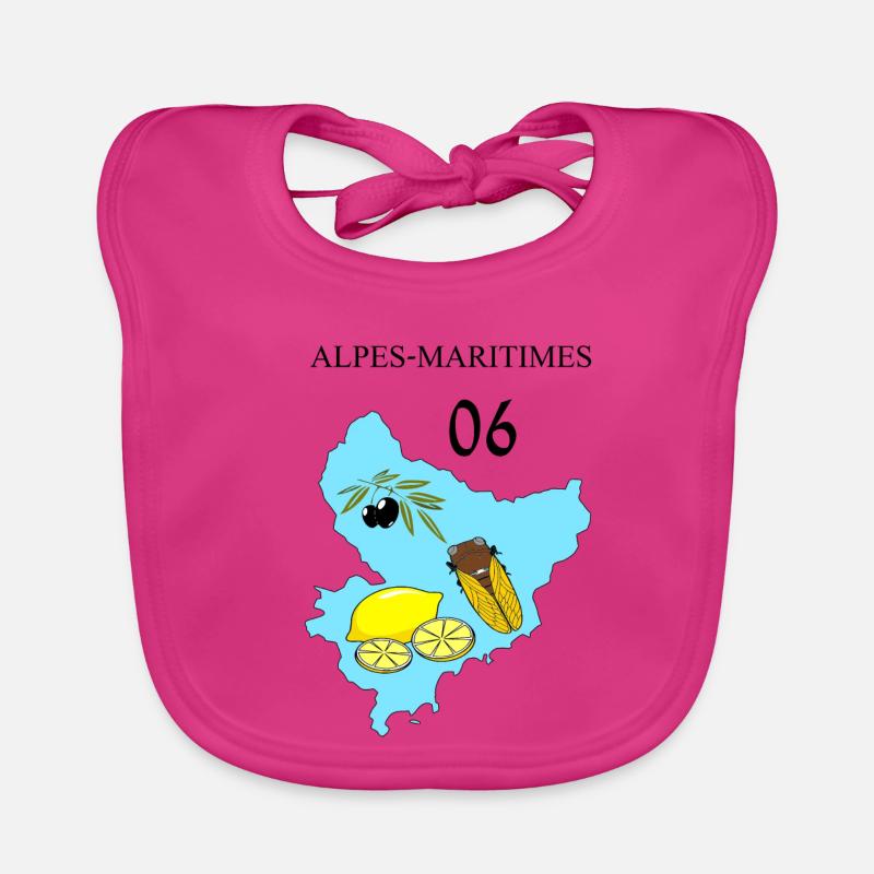 Alpes maritimes - Bavoir bio Bébé - fuchsia