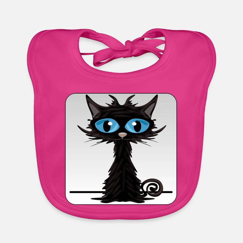 Schwarze Katze mit blauen Augen Baby Bio-Lätzchen