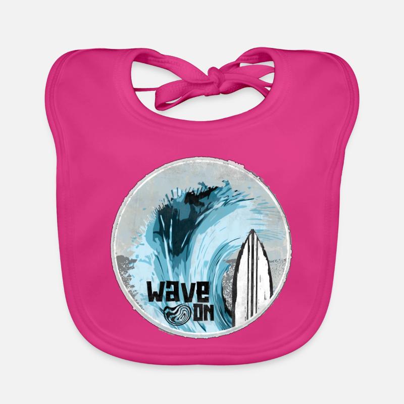Meereswelle mit Surfboard Design Baby Bio-Lätzchen