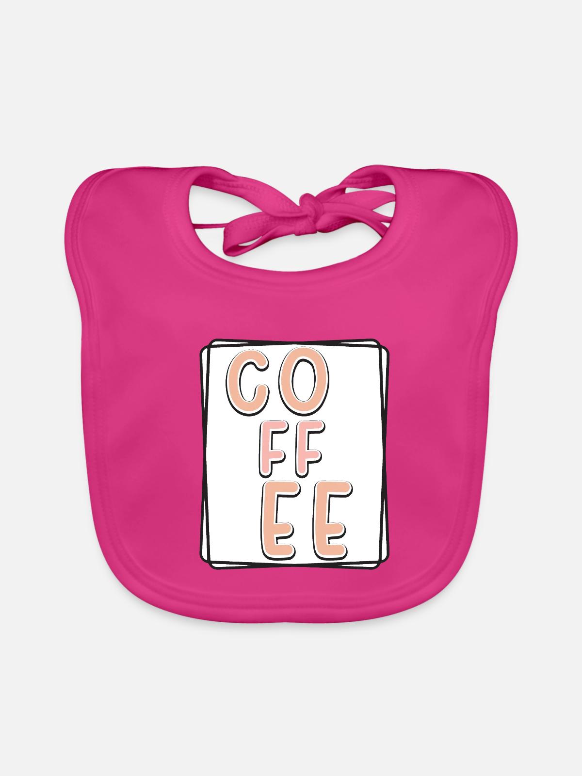 Kaffee Typo Panel - Baby Bio-Lätzchen - Fuchsia - Vorne