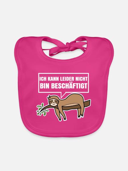 Langschläfer Faultier Statement Tier Schlafen - Baby Bio-Lätzchen - Fuchsia