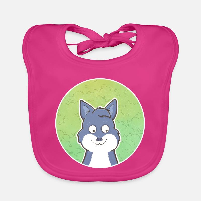Wolf - Baby Bio-Lätzchen - Fuchsia