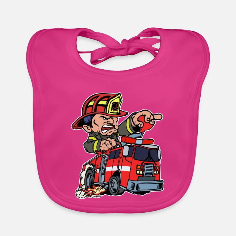 Fire brigade Firefighter Lifesaver Fire engine Organic Baby Bibs