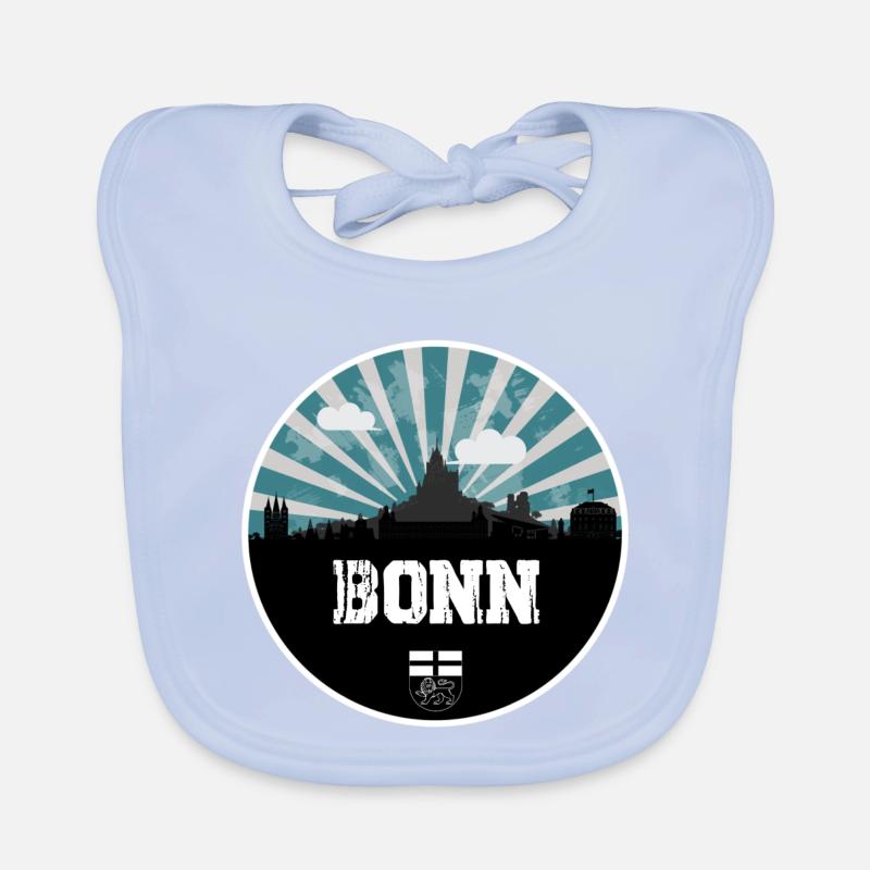 Bonn Skyline Blue Hour Organic Baby Bibs