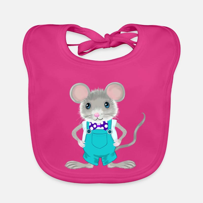 mignonne et élégante petite souris - Bavoir bio Bébé - fuchsia