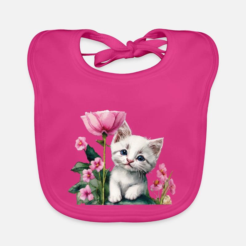 Chaton blanc Bavoir bio Bébé