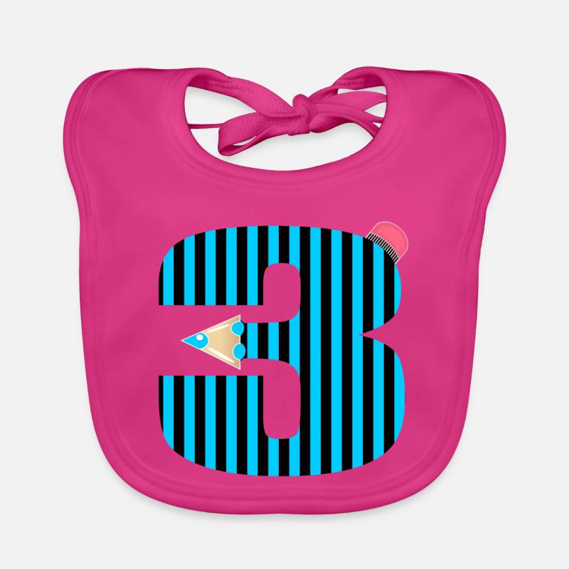BLUE PEN THREE NUMBER 3 THIRD GRADERS Organic Baby Bibs