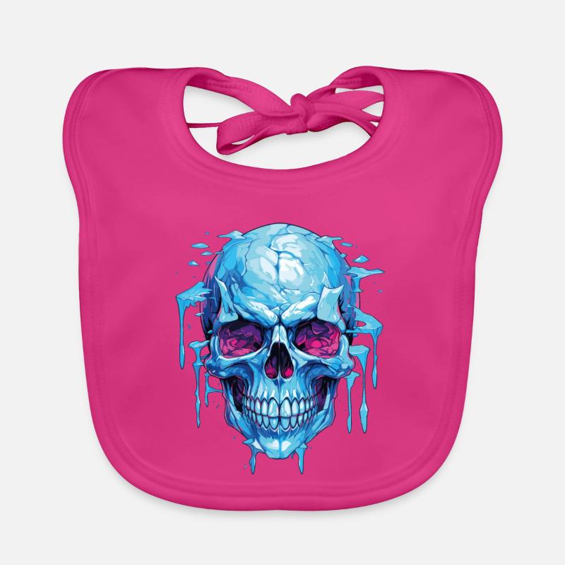 Neon Eis Schädelkunst - Baby Bio-Lätzchen - Fuchsia