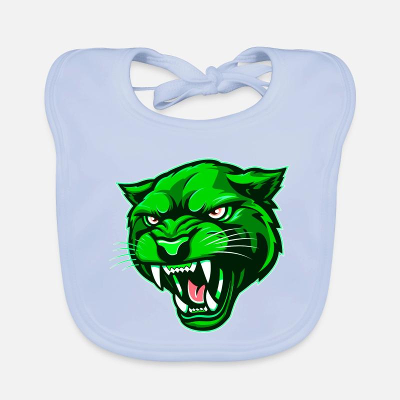 Panther Head Green Organic Baby Bibs