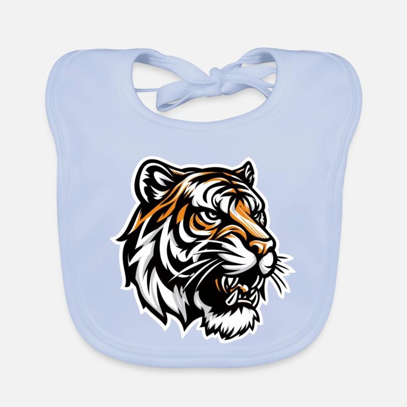 Tiger head in comic book style Organic Baby Bibs
