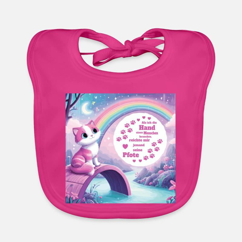 Katze mit Regenbogen Baby Bio-Lätzchen