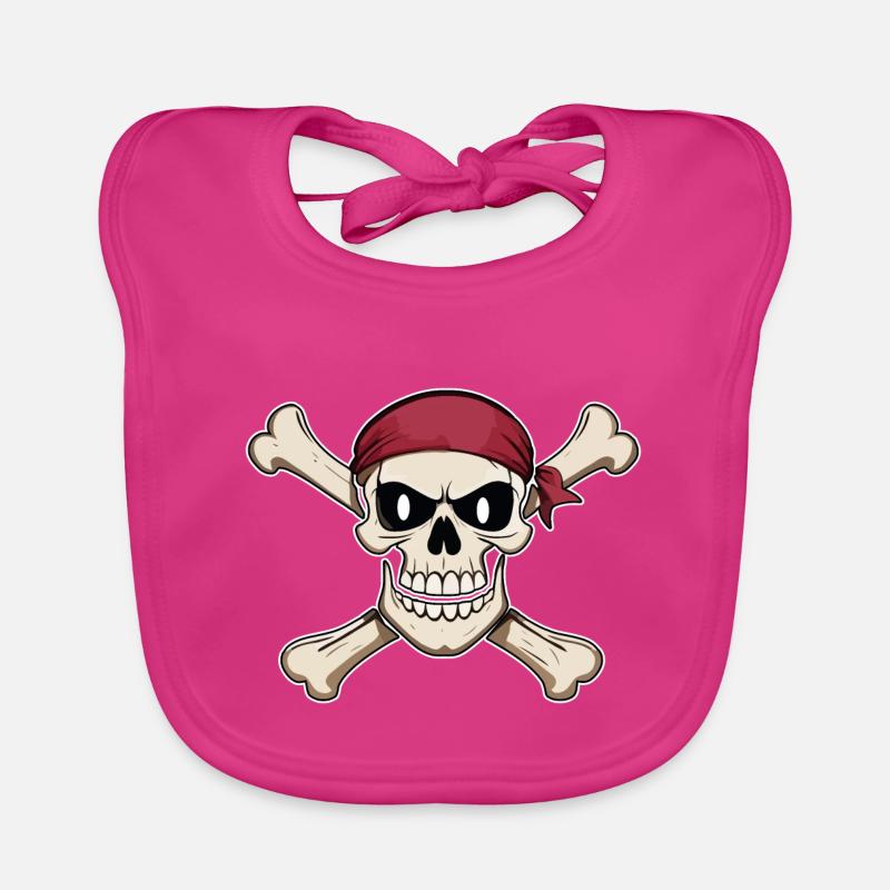 Pirate Flag Pirate Head Skull and Bones Organic Baby Bibs
