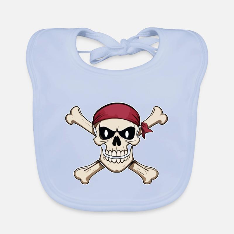 Drapeau de pirate tête de pirate crâne et os Bavoir bio Bébé