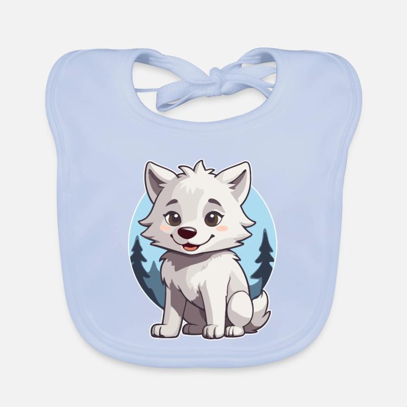 Cute wolf or husky dog Organic Baby Bibs