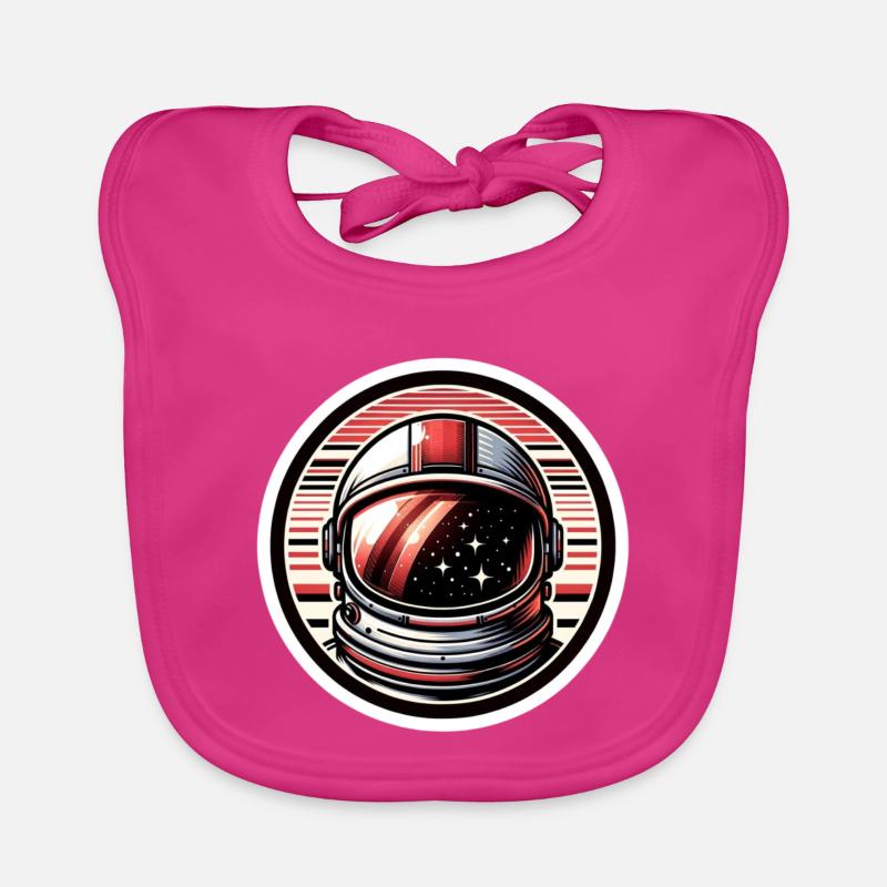 "Visière des Étoiles" - Insigne de Casque Spatial - Bavoir bio Bébé - fuchsia