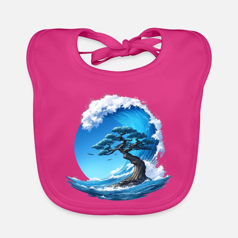 A tree under a wave Organic Baby Bibs