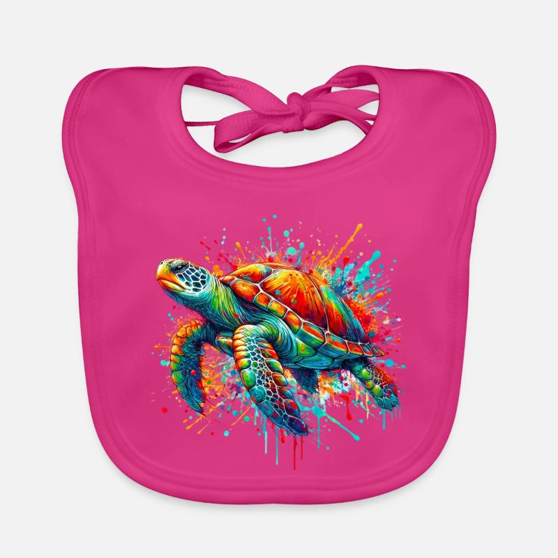 Schildkröte - Baby Bio-Lätzchen - Fuchsia